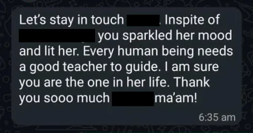 Parent testimonial screenshot