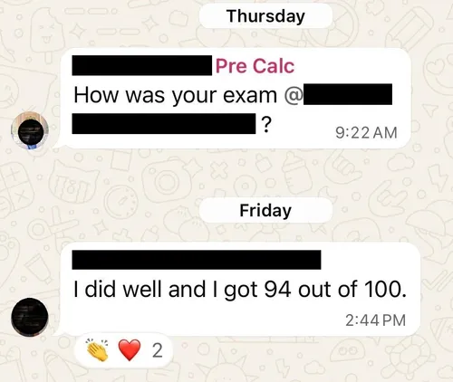 Parent testimonial screenshot