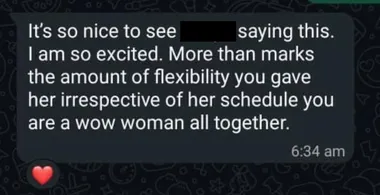 Parent testimonial screenshot
