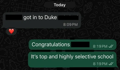 Parent testimonial screenshot