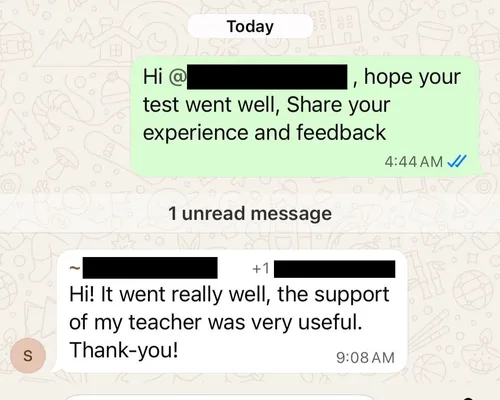 Parent testimonial screenshot